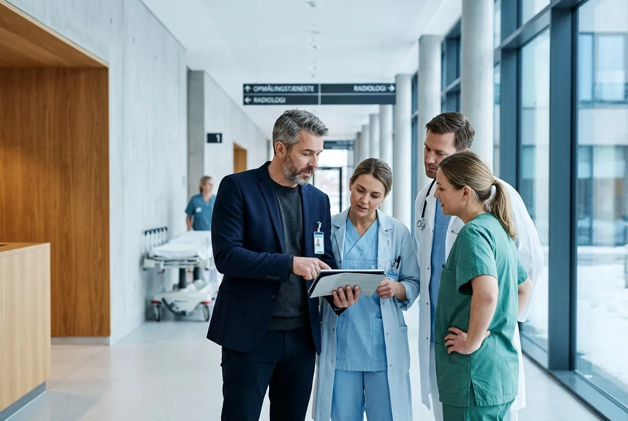 head-of-department-clinical-staff Head of department reviewing plans with clinical staff